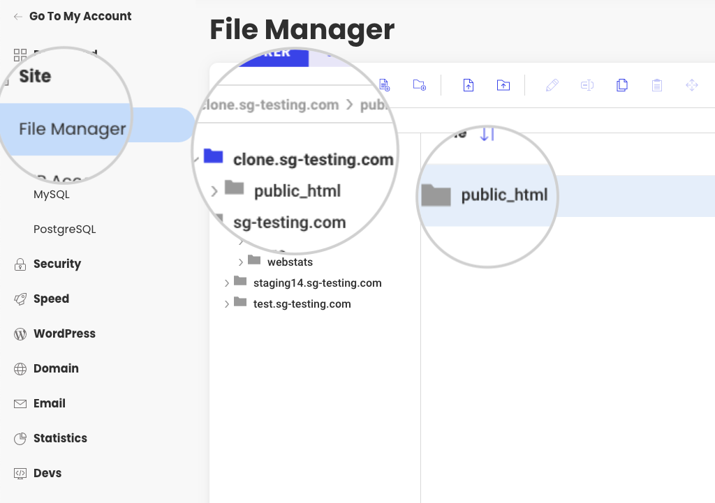 Root folder for a clone's subdomain