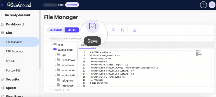 Save changes in File Manager