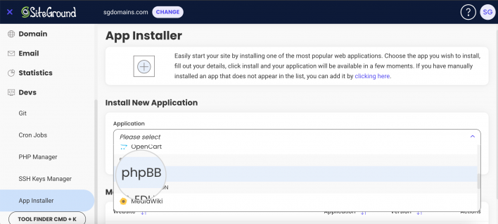 Select app phpBB