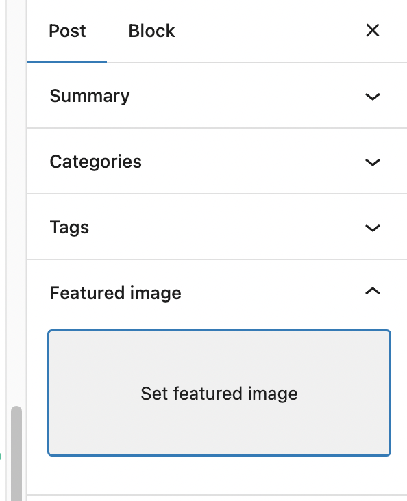 Set a featured image WordPress post