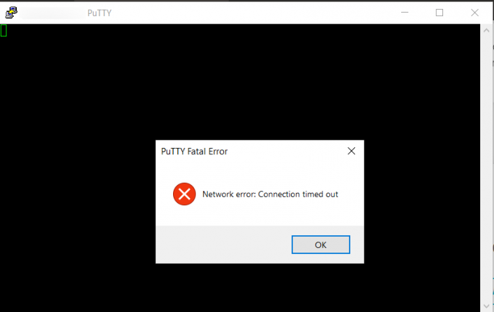 "SSH Connection timed out" error in PuTTY