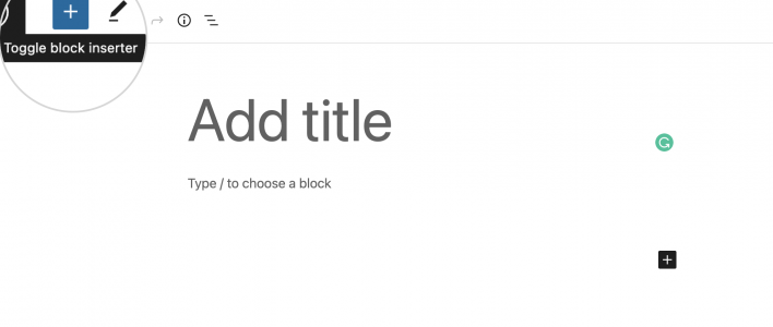 Toggle block inserter WordPress post